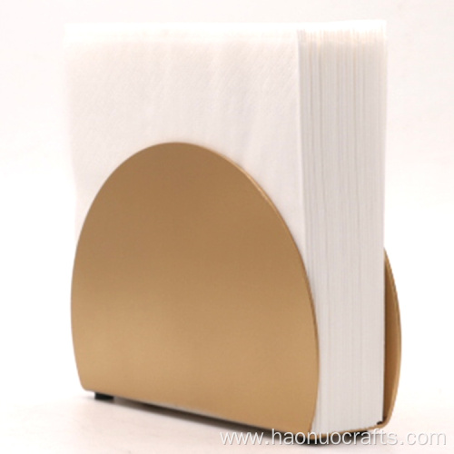 Golden minimalist semi-circular tissue storage rack